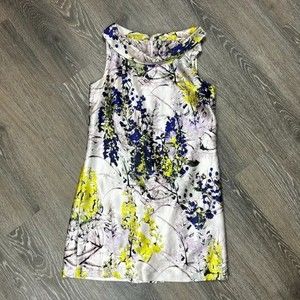 Taylor 100 % Silk Slouchy Boat Neck Floral Dress Size 6 EUC